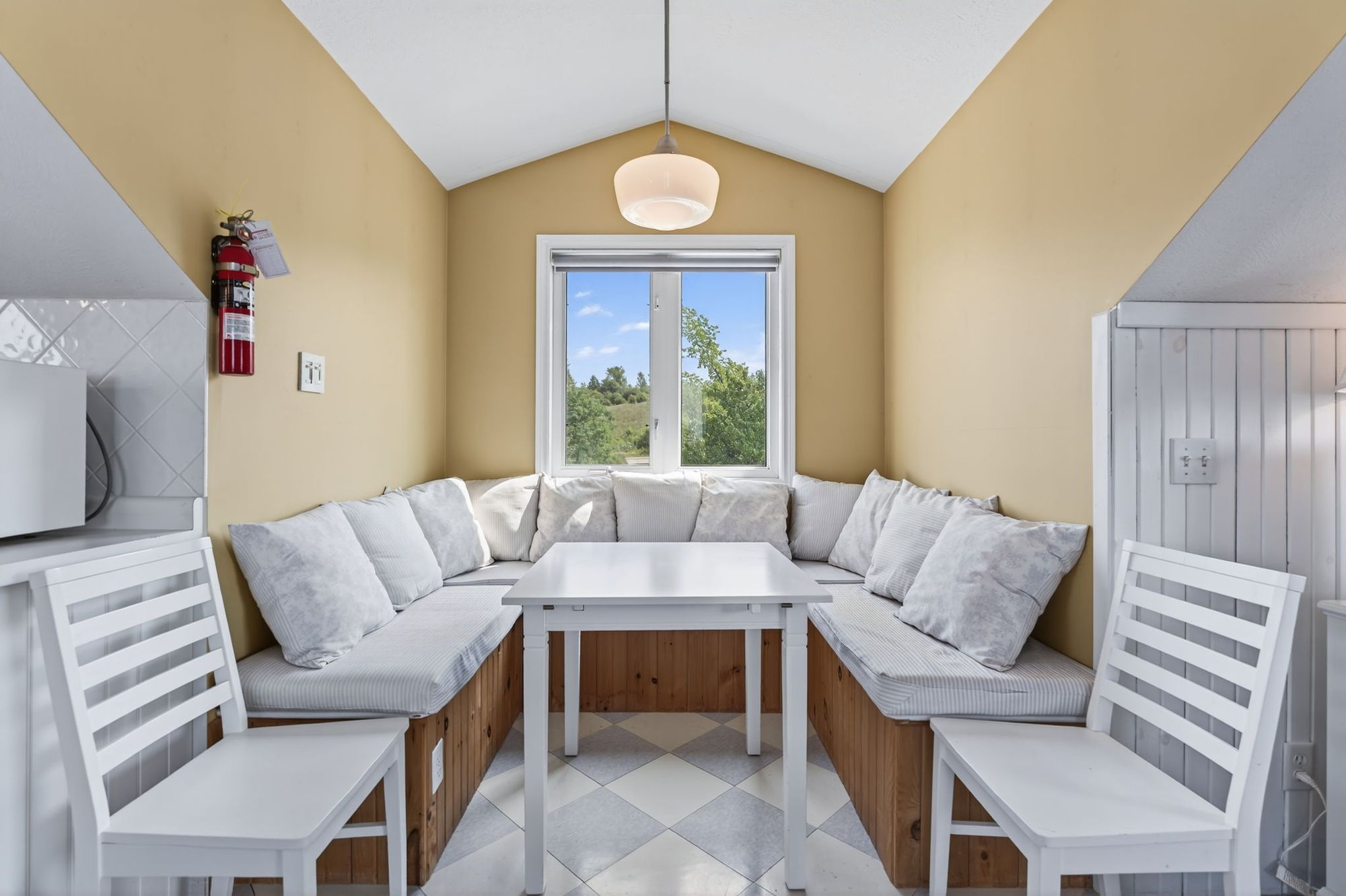 The guest suite's sunny dining nook
