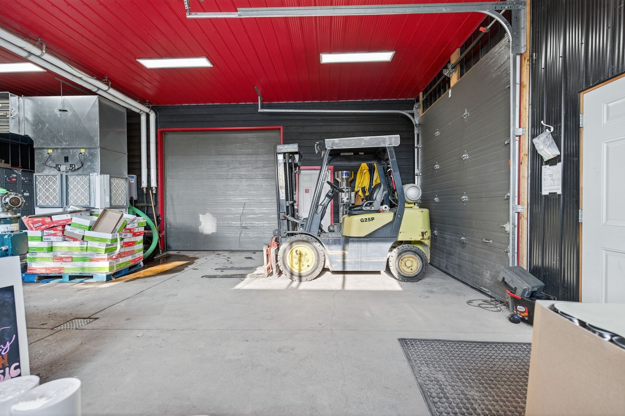 The production bay with its overhead door