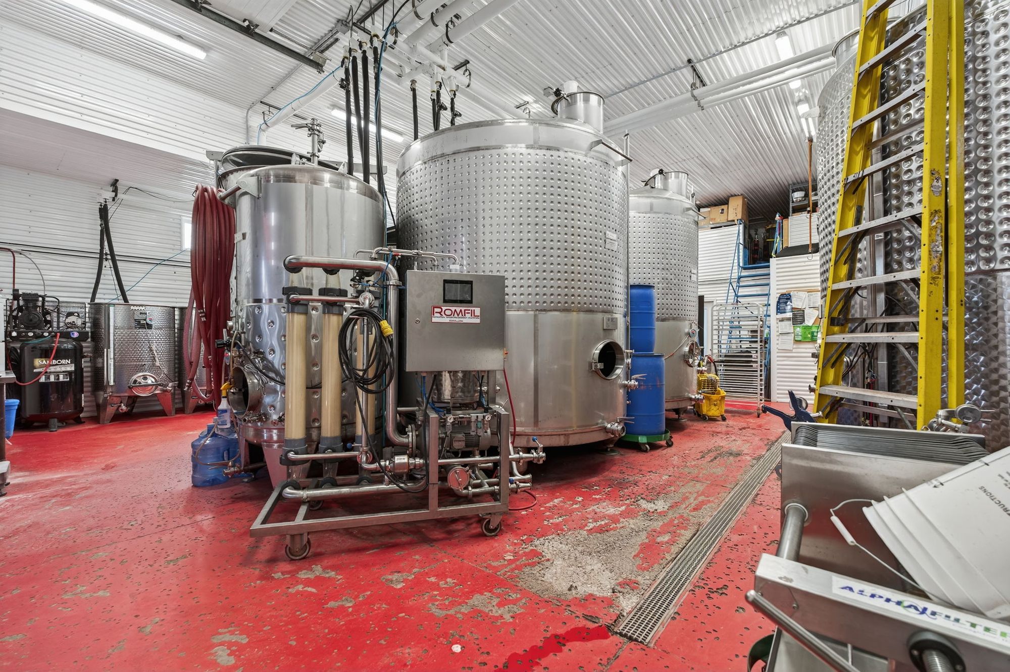 Tanks and filtration equipment in the production room