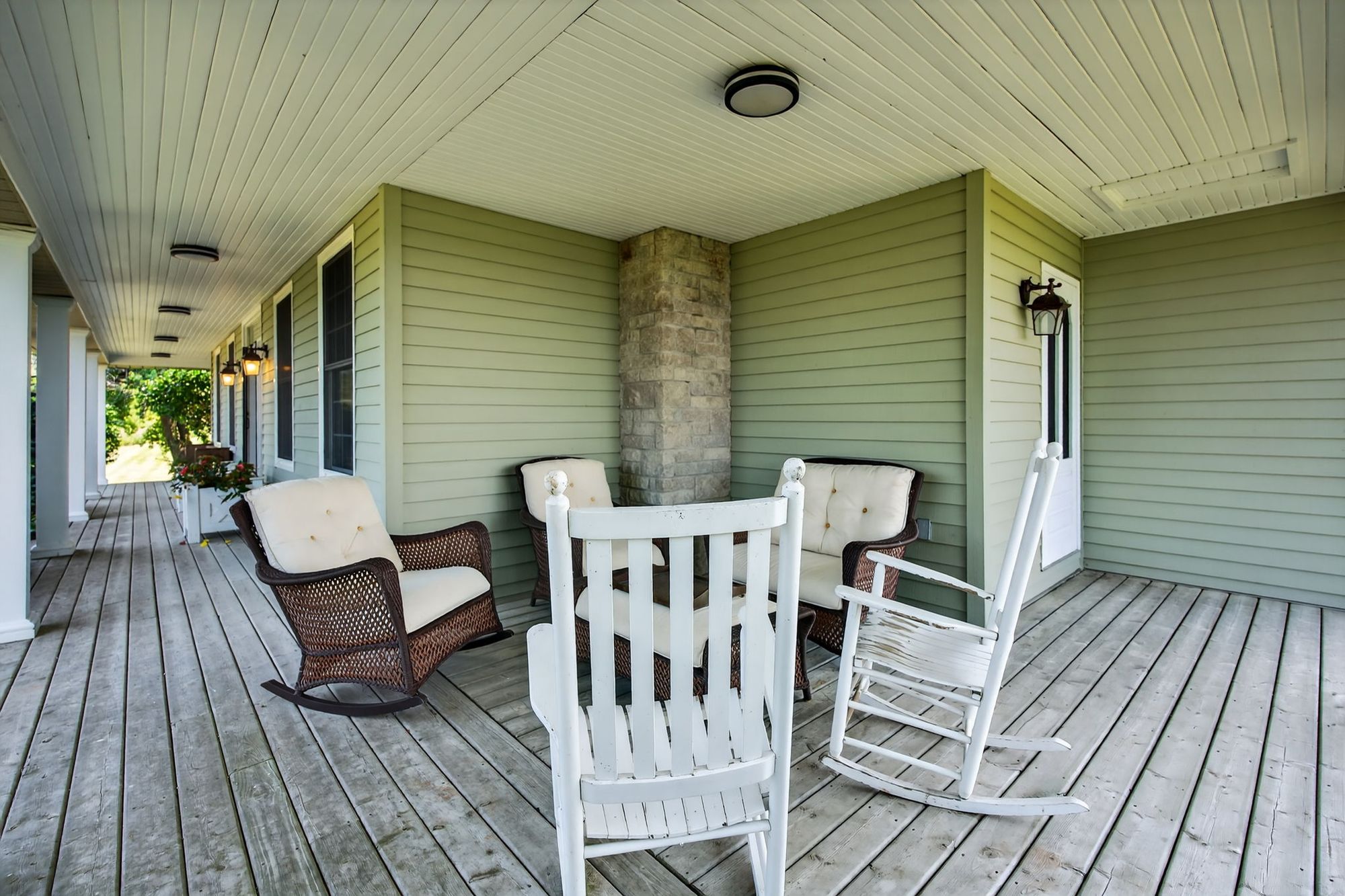 Rocking chairs on the wraparound porch